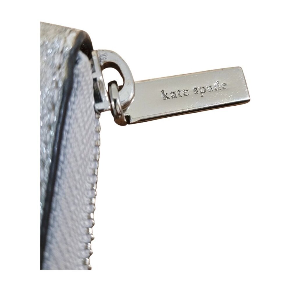Kate Spade Lola Large Continental Silver Gray Glitter Wallet - Picture 9 of 10